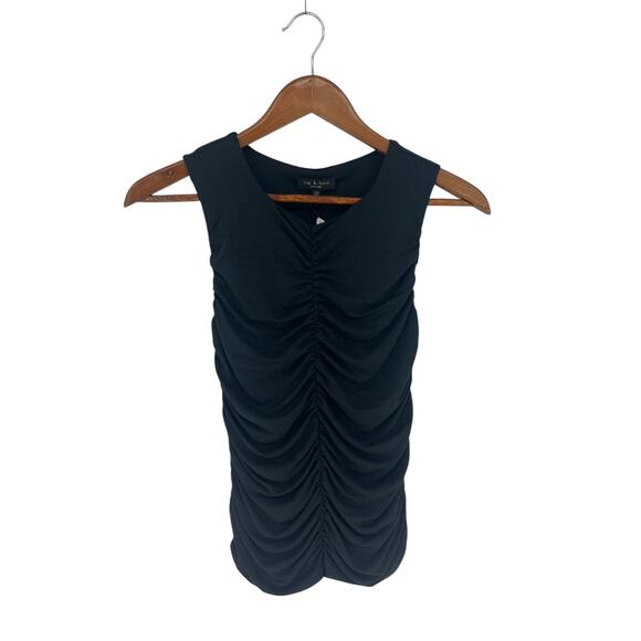 Rag & Bone Christy Ruched Tank in Black - Picture 3 of 12